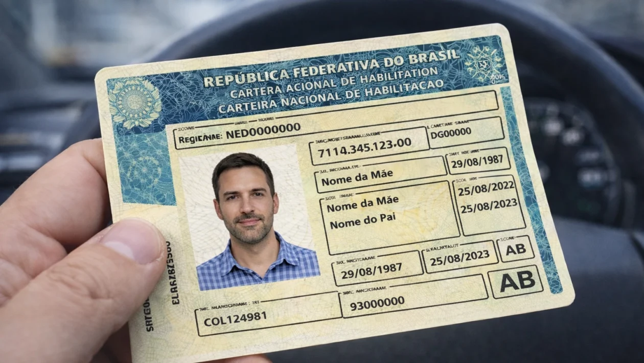 Carteira de Habilitação no volante cnh